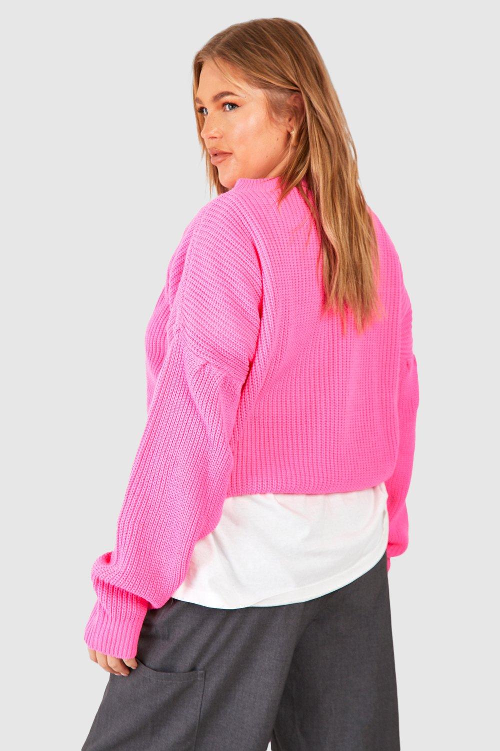 Plus Puff Sleeve High Neck Sweater boohoo